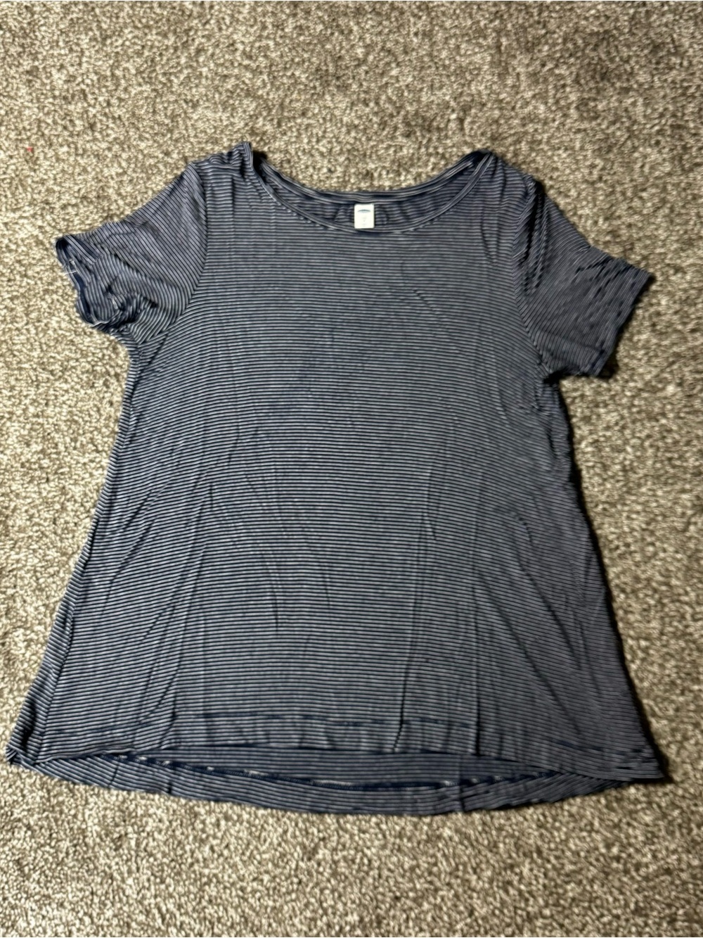 Old Navy Blue and White Micro-Striped Short Sleeve Tee